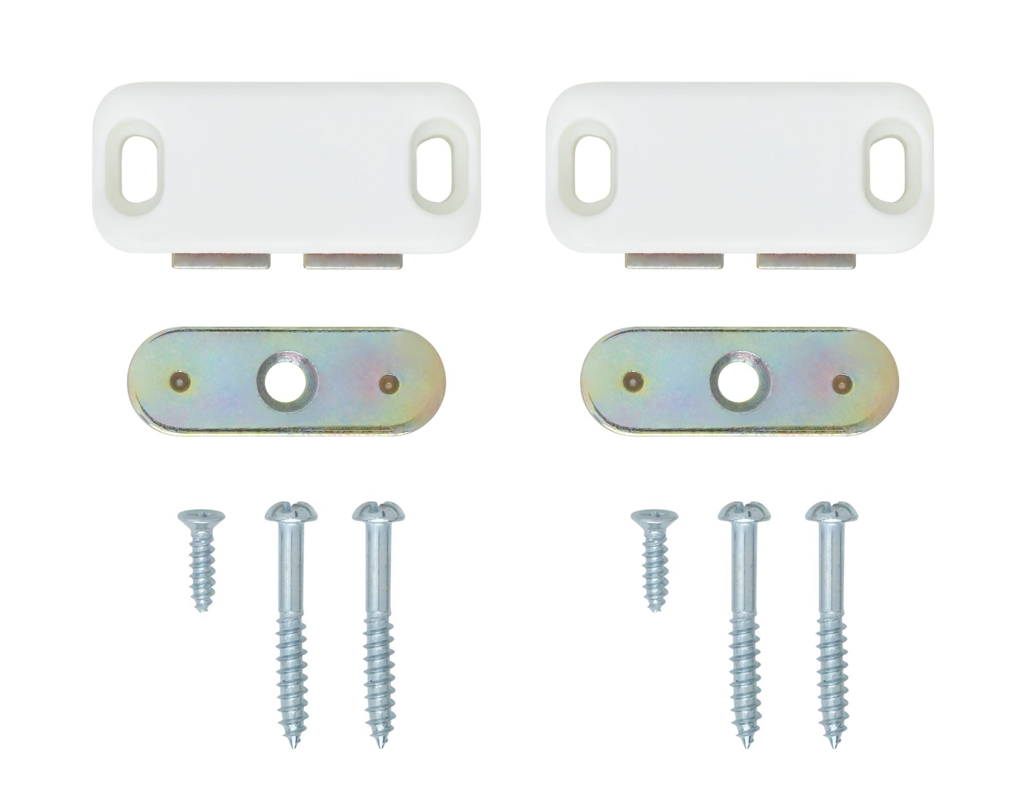 White Carbon steel Magnetic Cabinet catch, Pack of 2