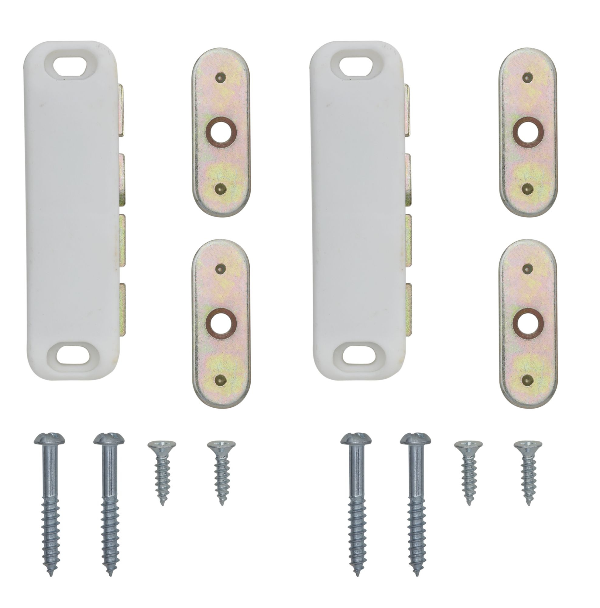White Carbon steel Magnetic Cabinet catch, Pack of 2