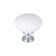 White Ceramic Chrome effect Round Furniture Knob (Dia)45mm