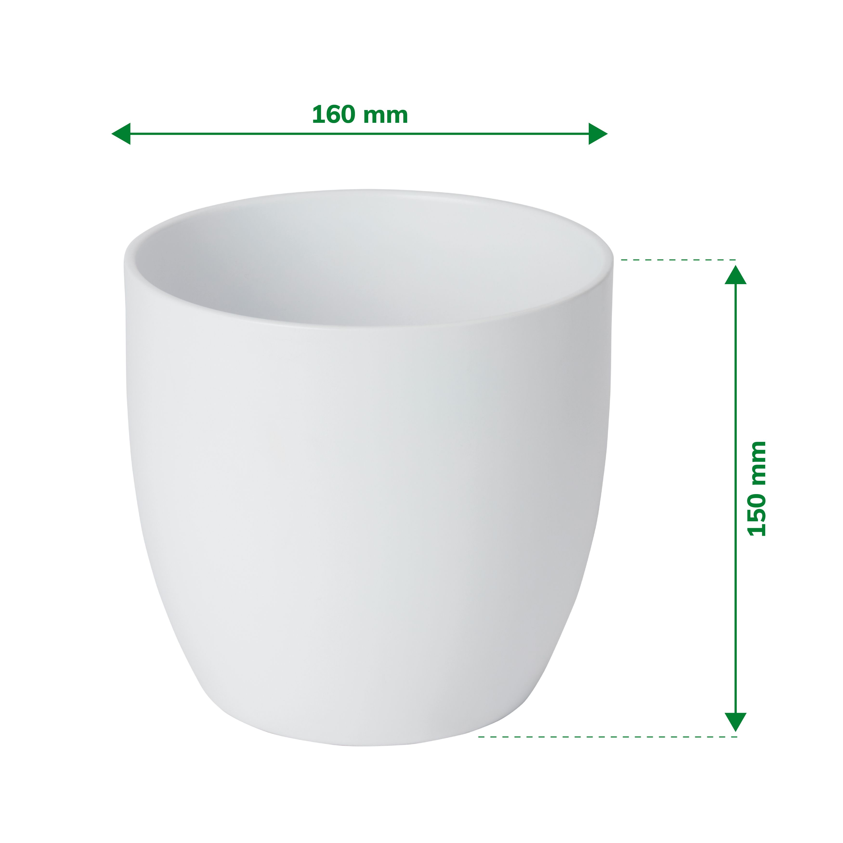 White Ceramic Circular Plant pot (Dia)16.2cm