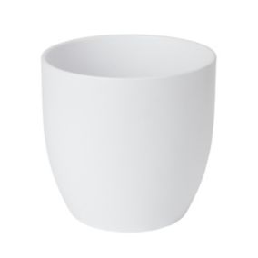 White Ceramic Round Plant pot (Dia)24.3cm