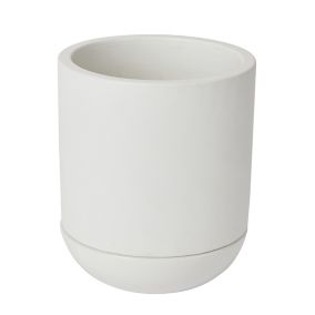White Concrete Cylindrical Plant pot (Dia)15.4cm