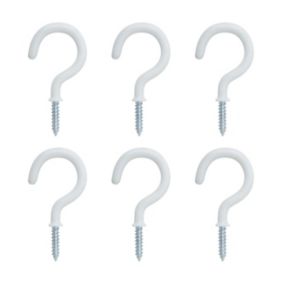 White Extra large Cup hook (L)56mm, Pack of 6