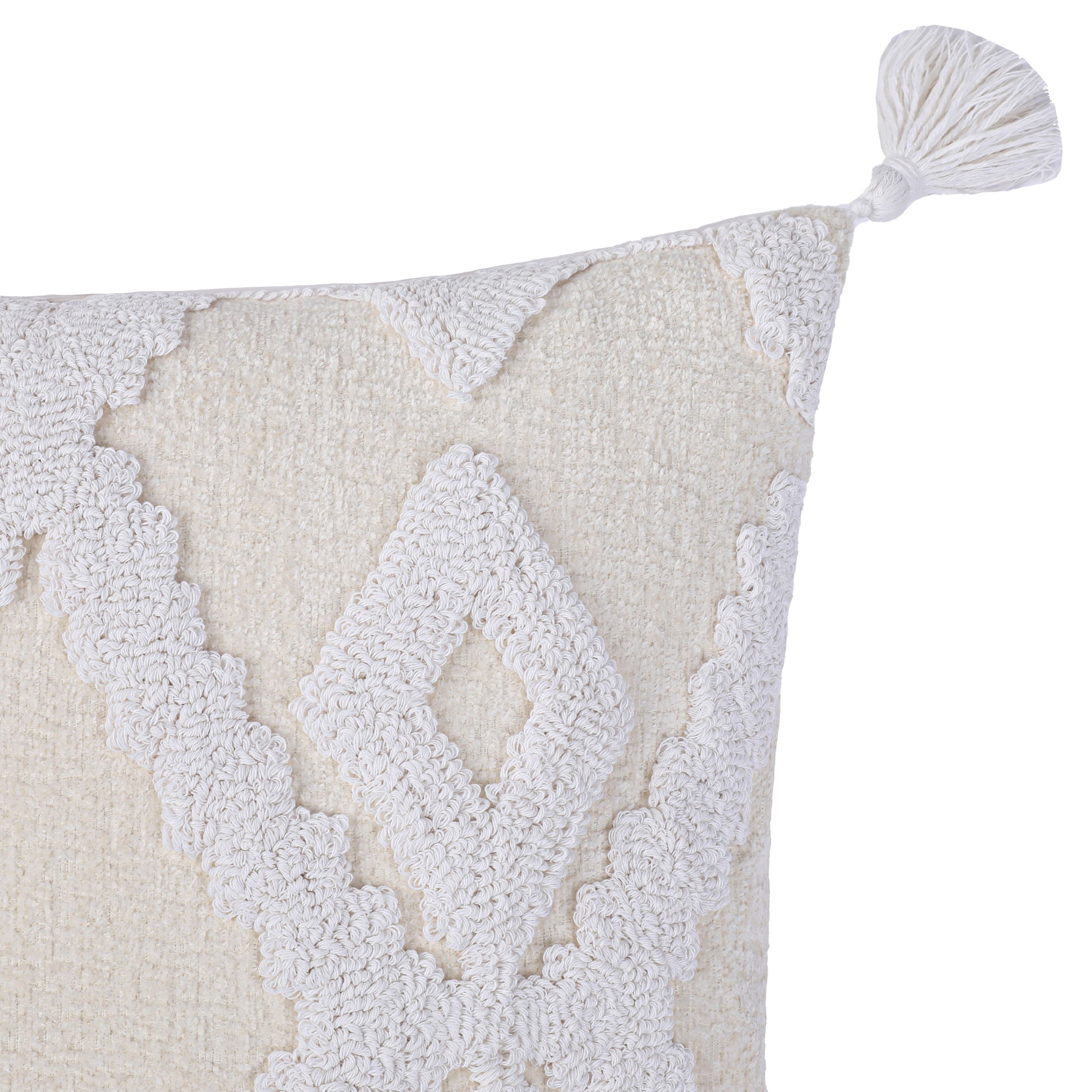 White Geometric Indoor Cushion (L)50cm x (W)50cm
