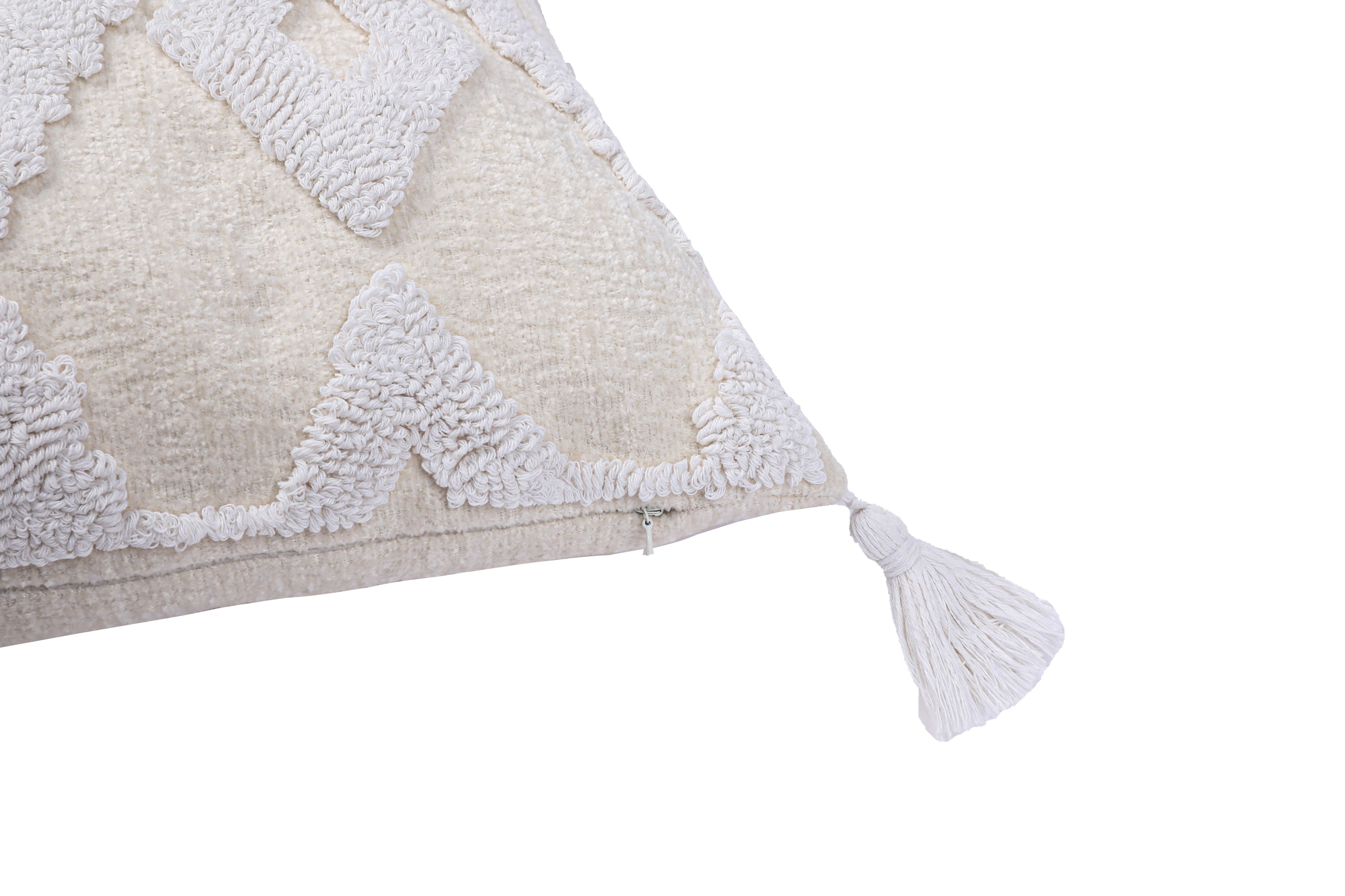 White Geometric Indoor Cushion (L)50cm x (W)50cm