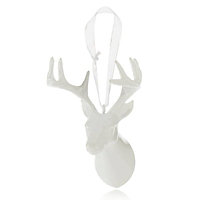 White Glitter effect Plastic 3D stag head Decoration