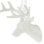 White Glitter effect Plastic 3D stag head Decoration