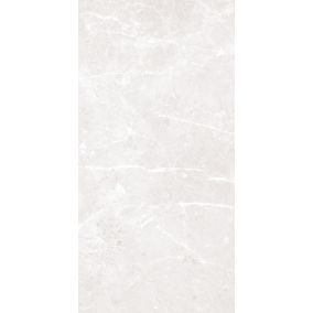 White Gloss Marble effect Ceramic Wall Tile, Pack of 5, (L)600mm (W)300mm