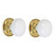 White & gold Porcelain & zinc Round Mortice knob (Dia)60.5mm, Set