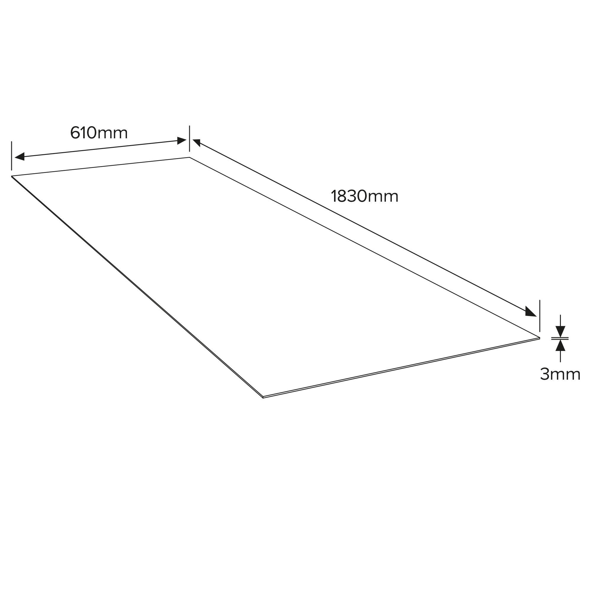 White Hardboard (L)1.83m (W)0.61m (T)3mm 3200g