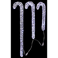 White LED White Candy cane Silhouette (H) 900mm, Pack of 3