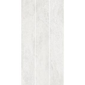 White Matt Textured Stone effect Ceramic Wall Tile, Pack of 5, (L)600mm (W)300mm