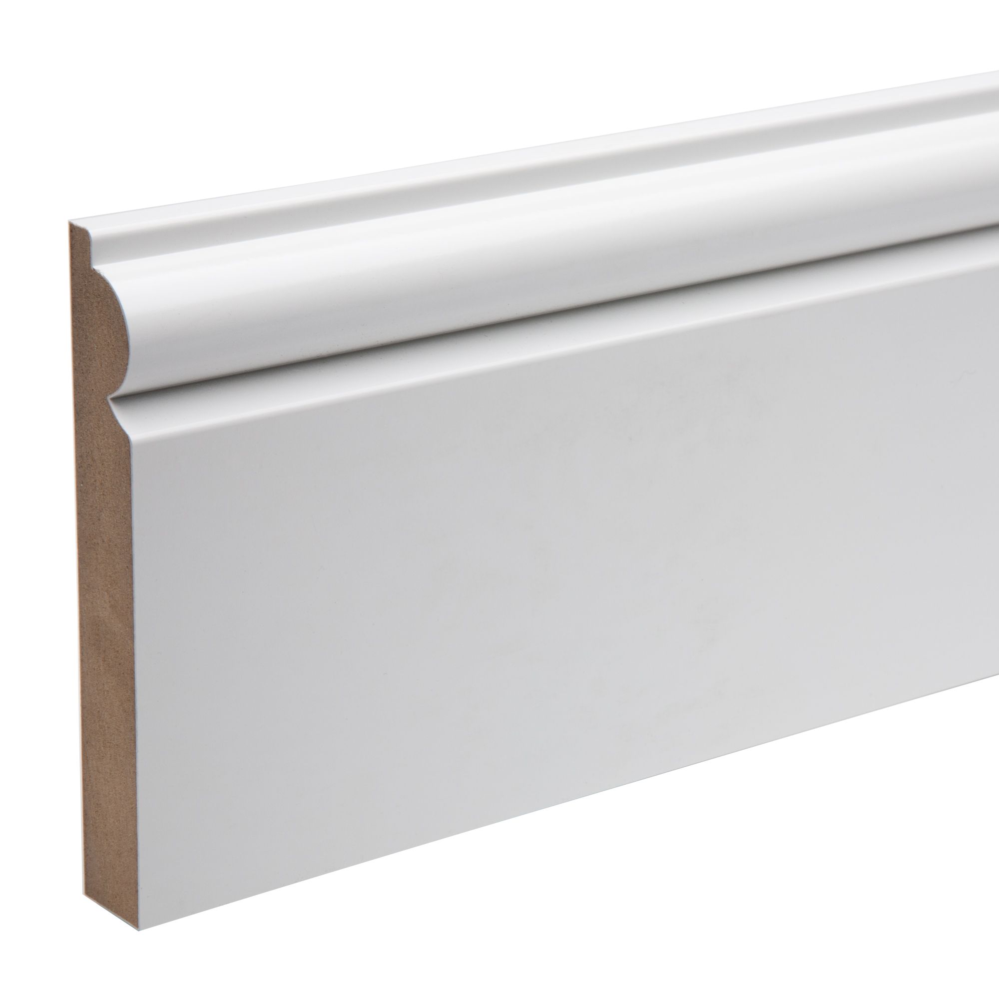 White MDF Torus Skirting board (L)2.4m (W)119mm (T)18mm, Pack of 2