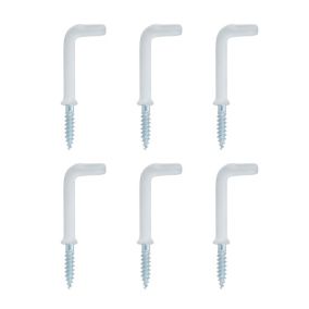 White Medium Cup hook (L)39.5mm, Pack of 6