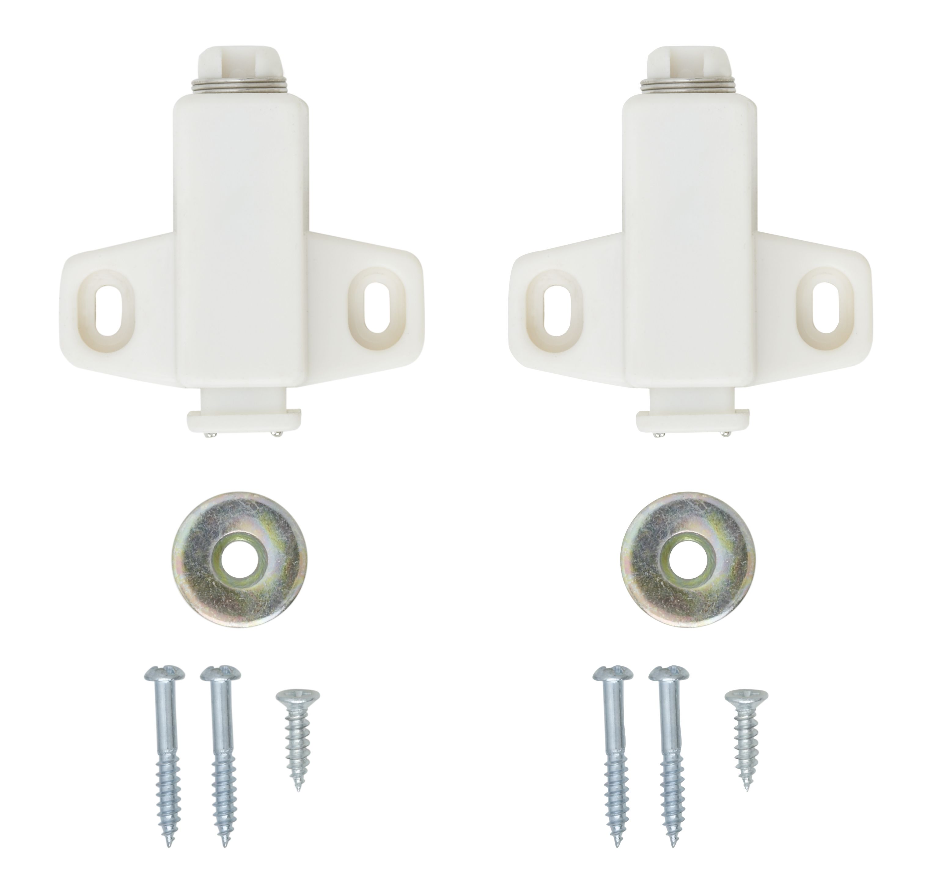 White Metal & plastic Magnetic Cabinet catch, Pack of 2