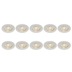 White Non-adjustable LED Neutral white Downlight 3.1W IP20, Pack of 10