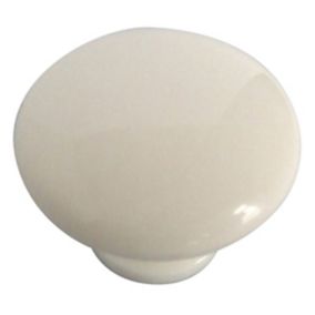 White Plastic Round Knob (Dia)40mm, Pack of 10