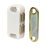 White Plastic & steel Magnetic Cabinet catch, Pack of 10