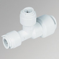 White Push-fit Reducing Pipe tee (Dia)15mm x 10mm x 10mm