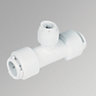 White Push-fit Reducing Pipe tee (Dia)15mm x 15mm x 10mm