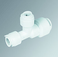 White Push-fit Reducing Pipe tee (Dia)22mm x 15mm x 15mm