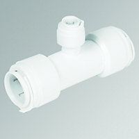 White Push-fit Reducing Pipe tee (Dia)22mm x 22mm x 10mm