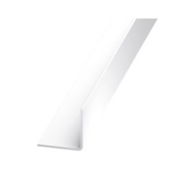 White PVC Equal L-shaped Angle profile, (L)2.5m (W)10mm