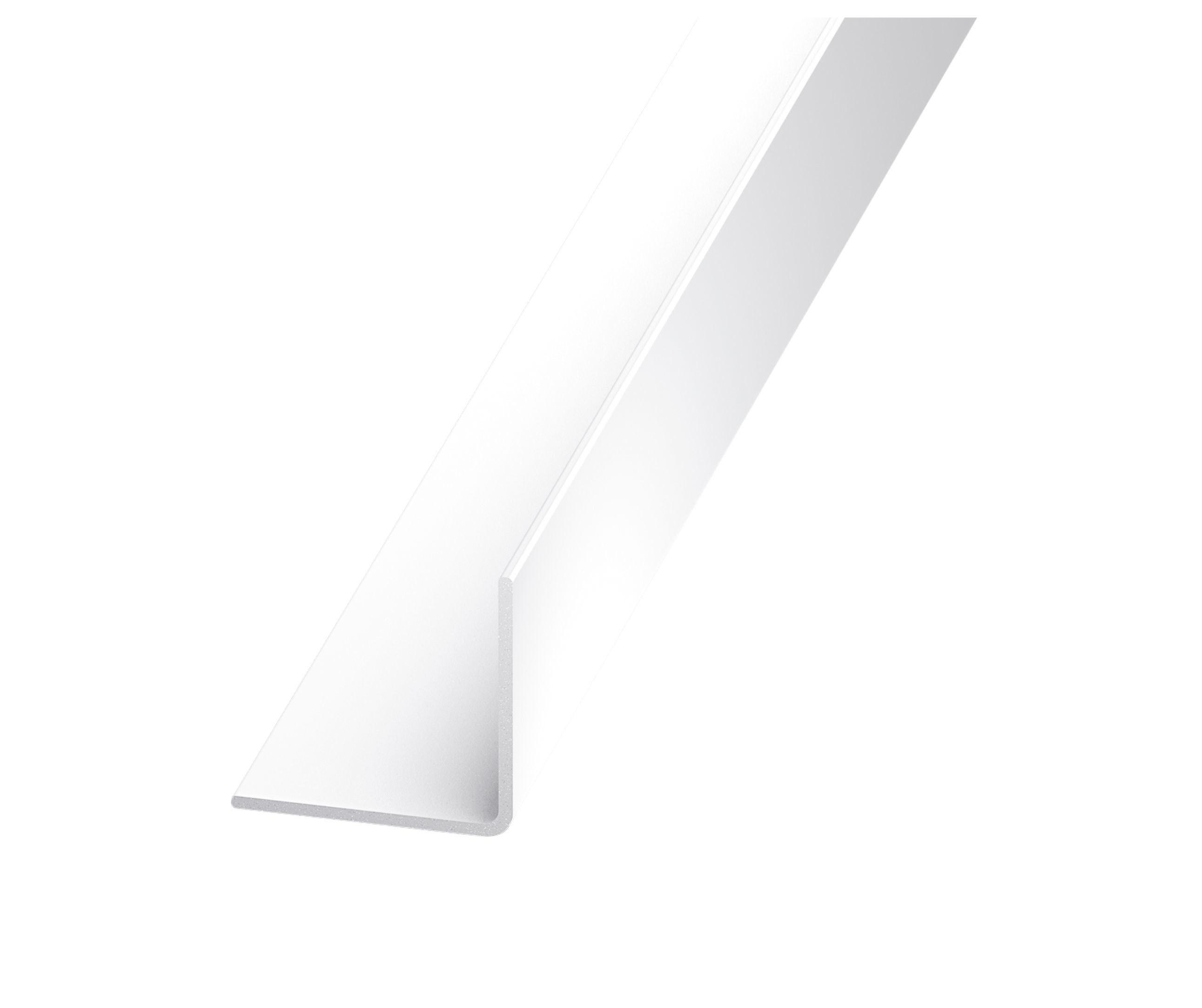 White PVC Equal L-shaped Angle profile, (L)2.5m (W)15mm