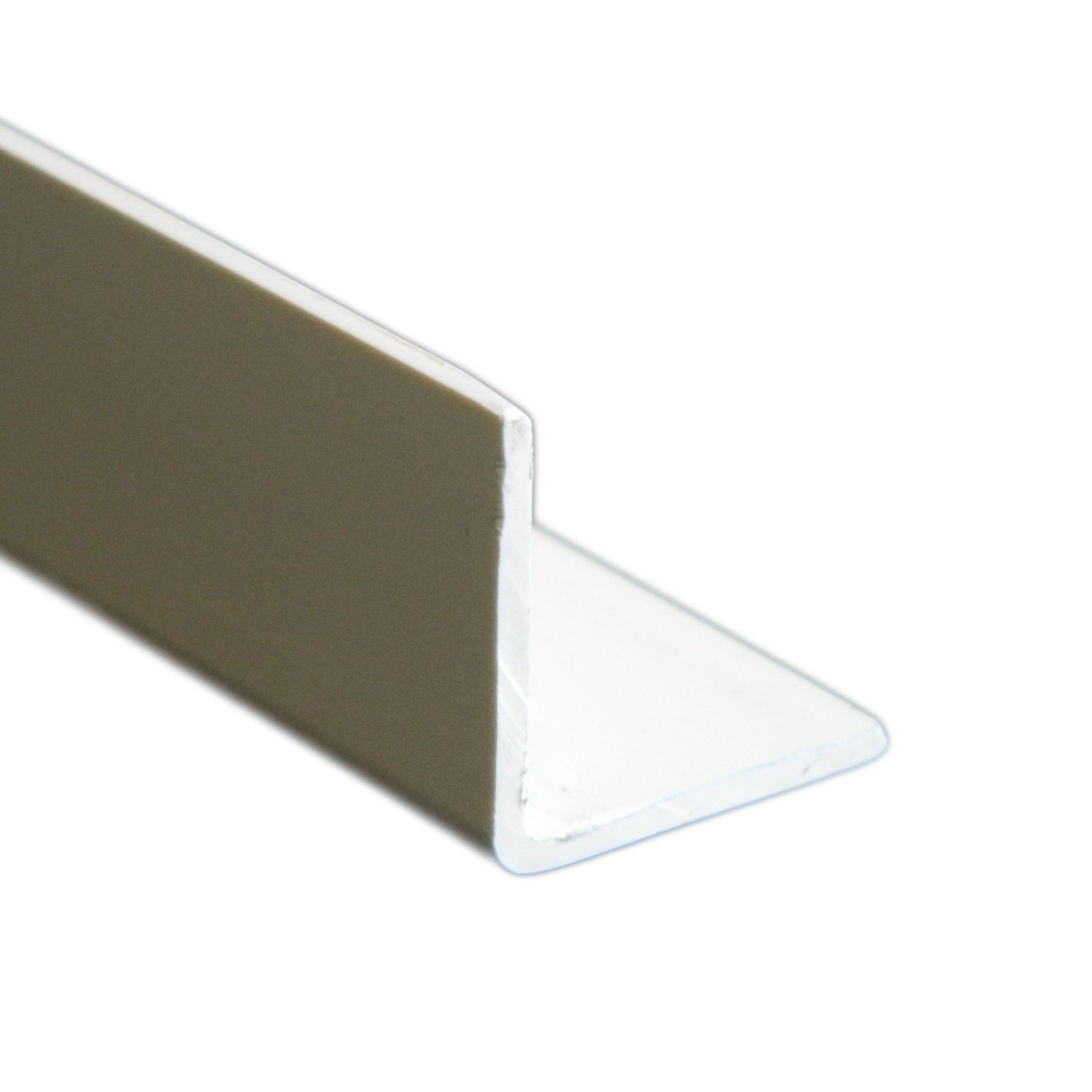 White PVC Equal L-shaped Angle profile, (L)2m (W)20mm