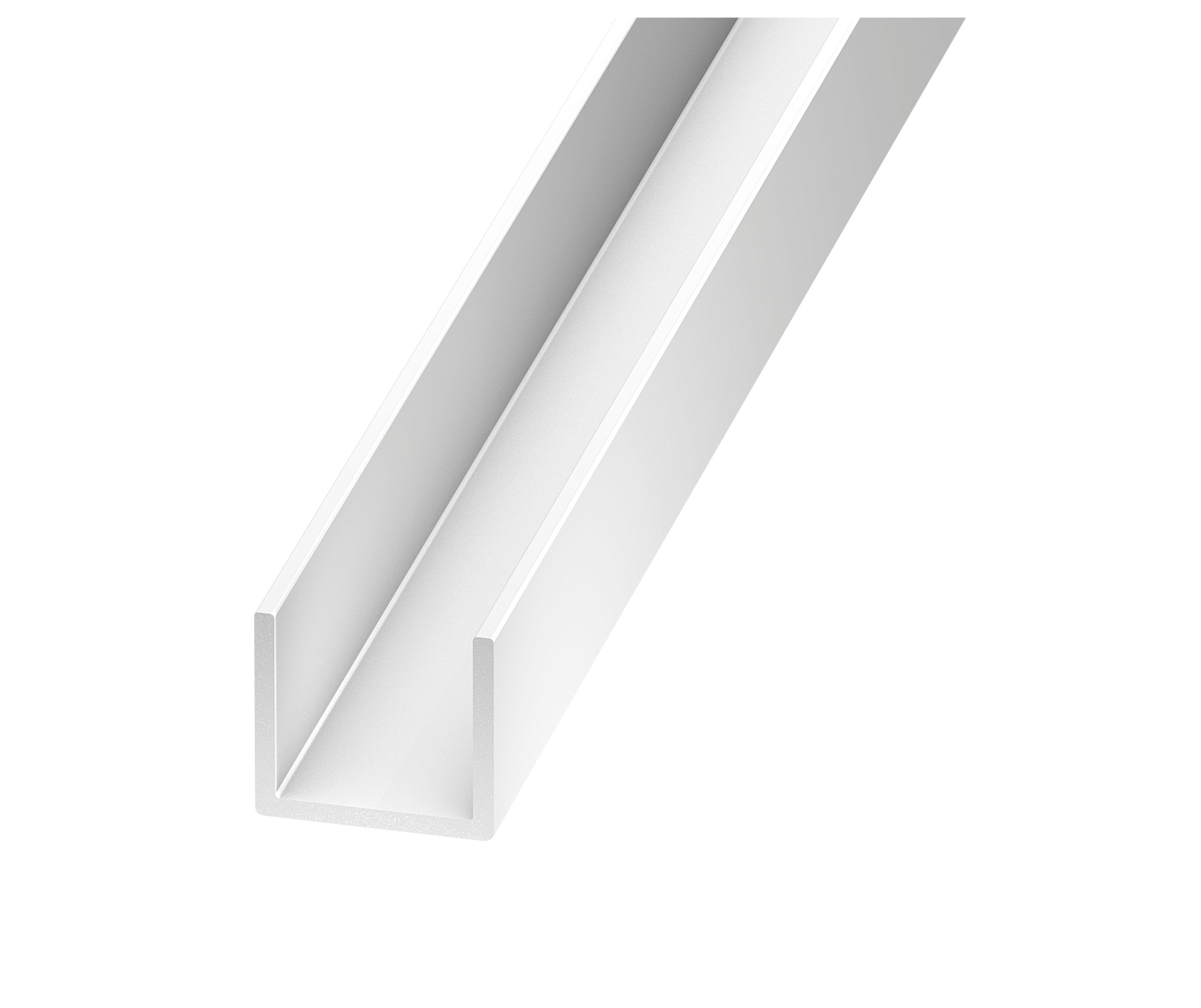 White PVC Equal U-shaped Channel, (L)2.5m (W)10mm