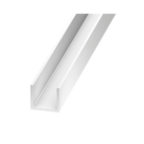White PVC Equal U-shaped Channel, (L)2.5m (W)10mm