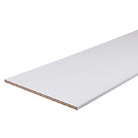 White Semi edged Melamine-faced chipboard (MFC) Furniture board, (L)2.5m (W)150mm (T)16mm