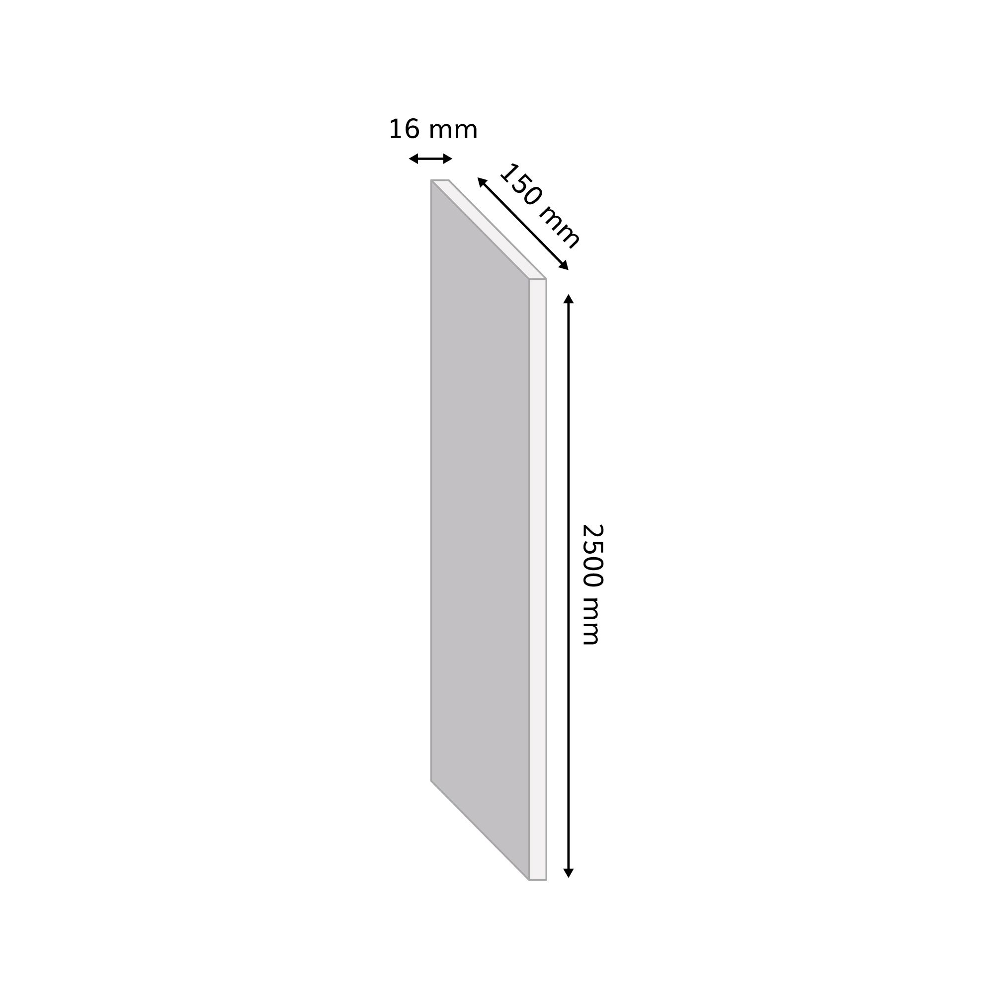White Semi edged Melamine-faced chipboard (MFC) Furniture board, (L)2.5m (W)150mm (T)16mm