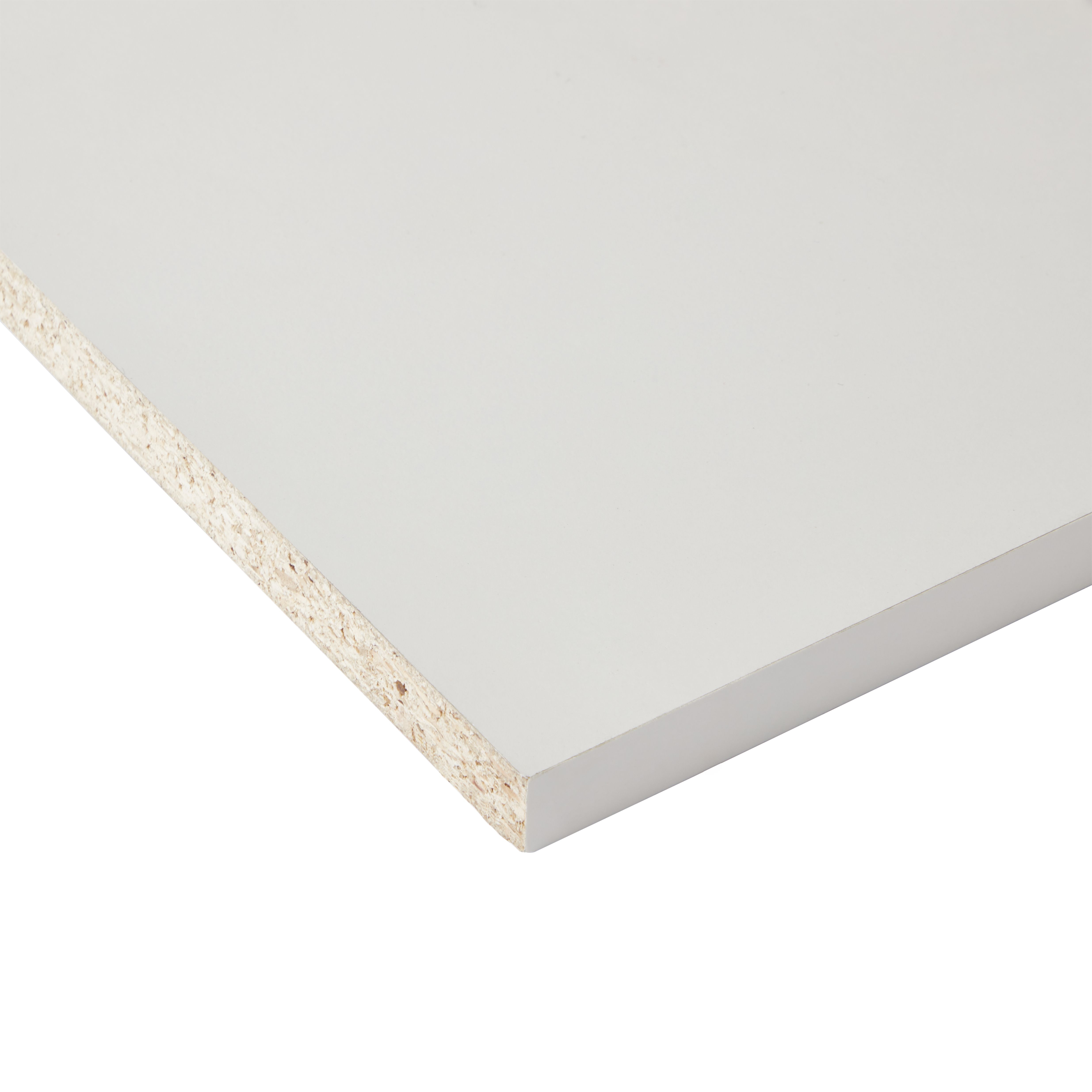 White Semi edged Melamine-faced chipboard (MFC) Furniture board, (L)2.5m (W)400mm (T)16mm