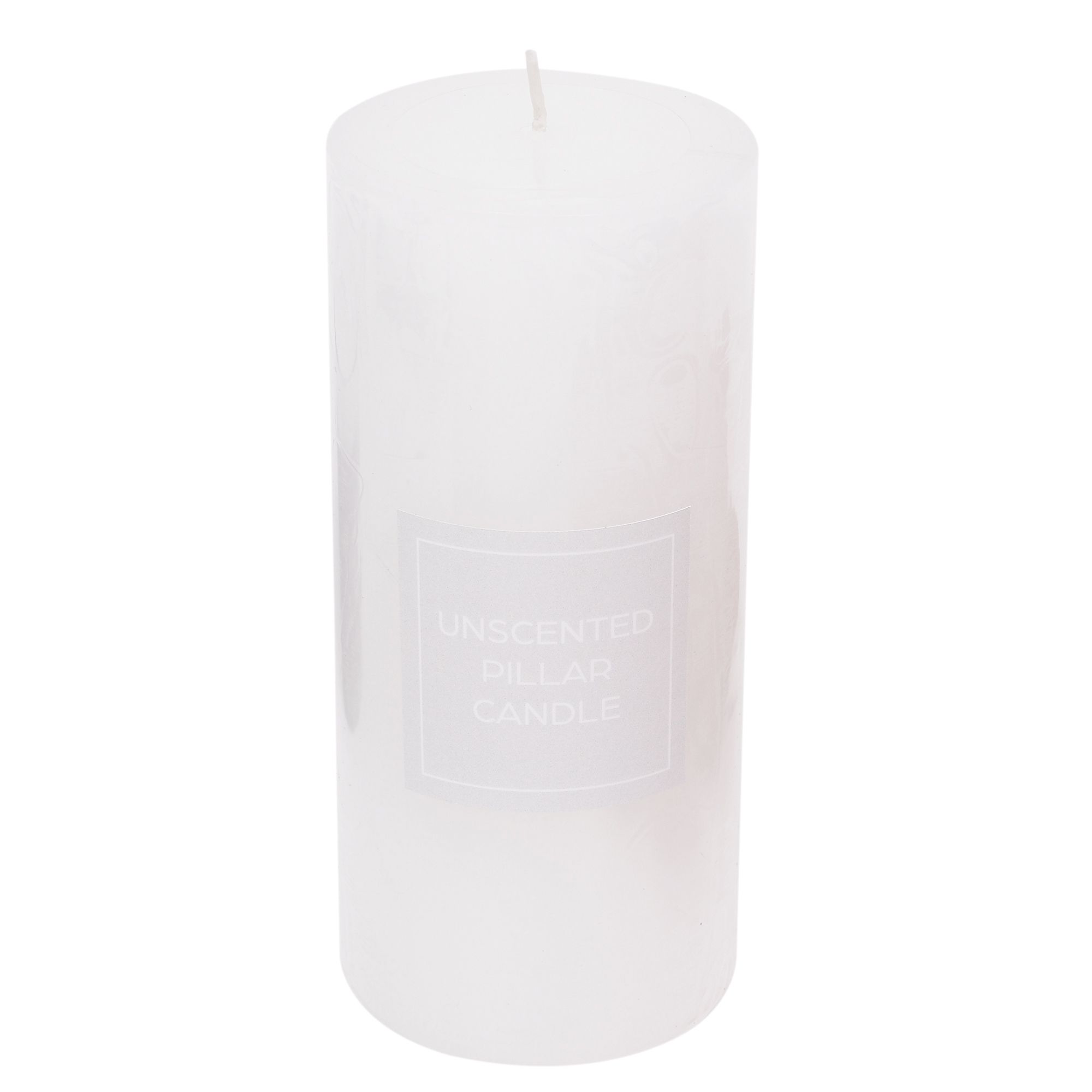 White Unscented Pillar candle 475g, Large