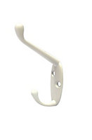 White Zinc alloy Double Hook, Pack of 2