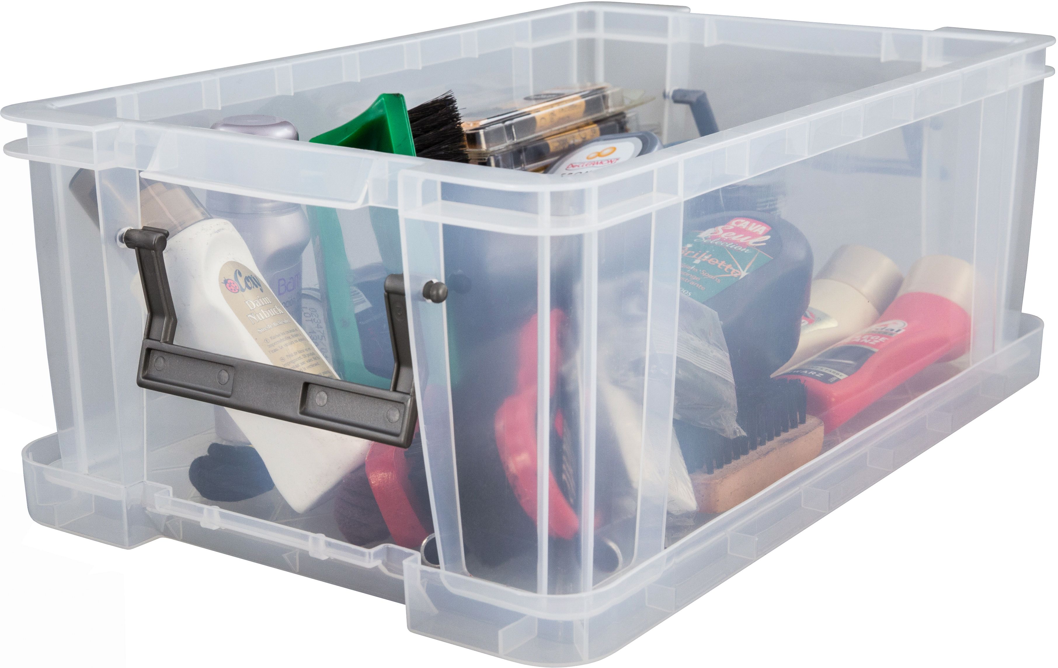 Whitefurze Allstore Heavy duty Clear 10L Medium Plastic Stackable Storage box with Lid