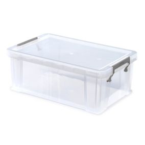 Whitefurze Allstore Heavy duty Clear 10L Plastic Stackable Storage box with Lid