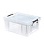 Whitefurze Allstore Heavy duty Clear 24L Plastic Stackable Storage box with Lid