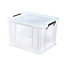 Whitefurze ALLSTORE Heavy duty Clear 36L Large Plastic Stackable Storage box with Lid