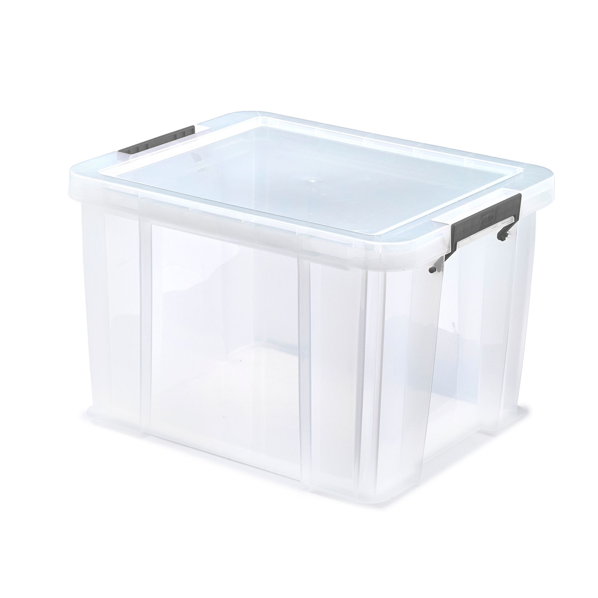 Whitefurze ALLSTORE Heavy duty Clear 36L Large Plastic Stackable Storage box with Lid