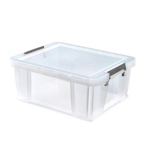 Whitefurze Allstore Heavy duty Clear 51L Large Plastic Stackable Storage box with Lid