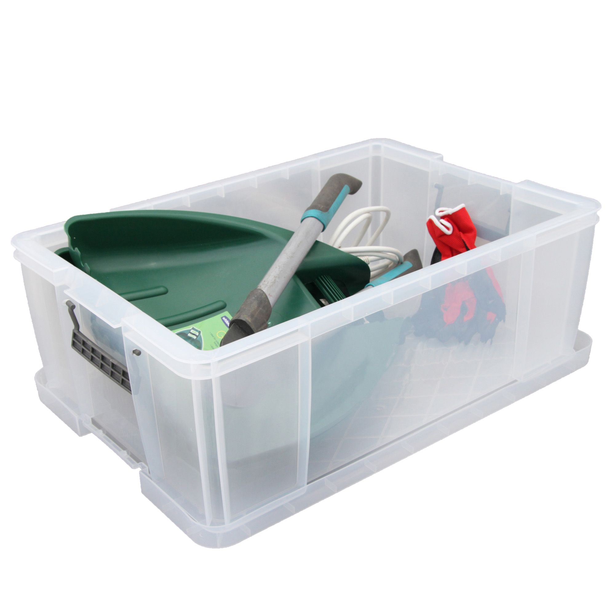Whitefurze Allstore Heavy duty Clear 51L Plastic Stackable Storage box with Lid