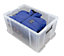 Whitefurze Allstore Heavy duty Clear 70L Plastic Stackable Storage box with Lid