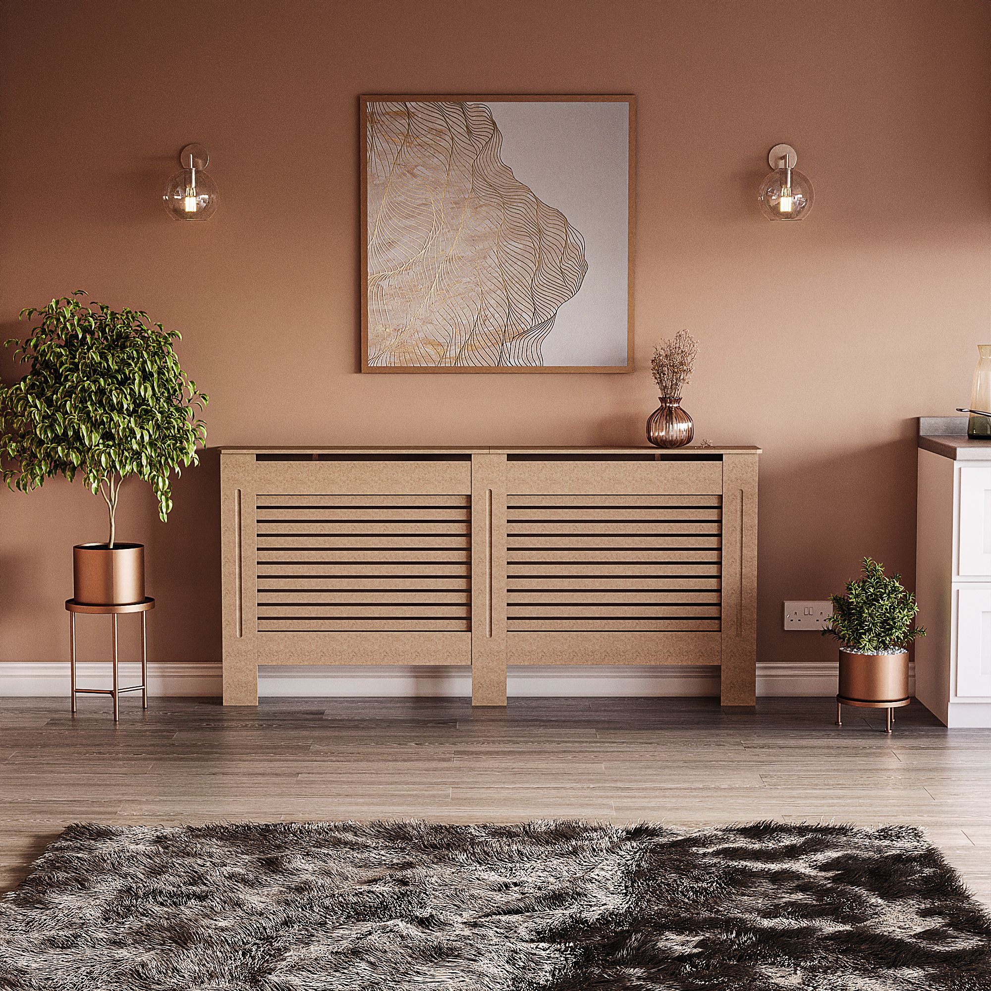 Willbourne Large Horizontal Slat Radiator cover 820mm(H) 1720mm(W) 190mm(D)