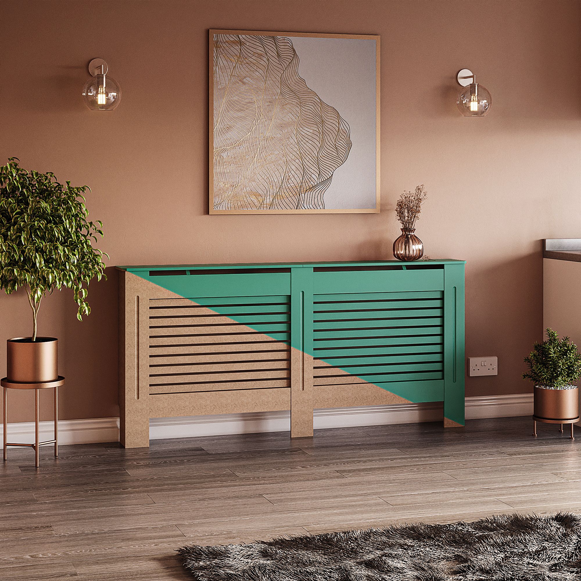 Willbourne Large Horizontal Slat Radiator cover 820mm(H) 1720mm(W) 190mm(D)