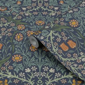 William Morris at Home AW RC B&Q 2024 Dusk Blue Smooth Wallpaper