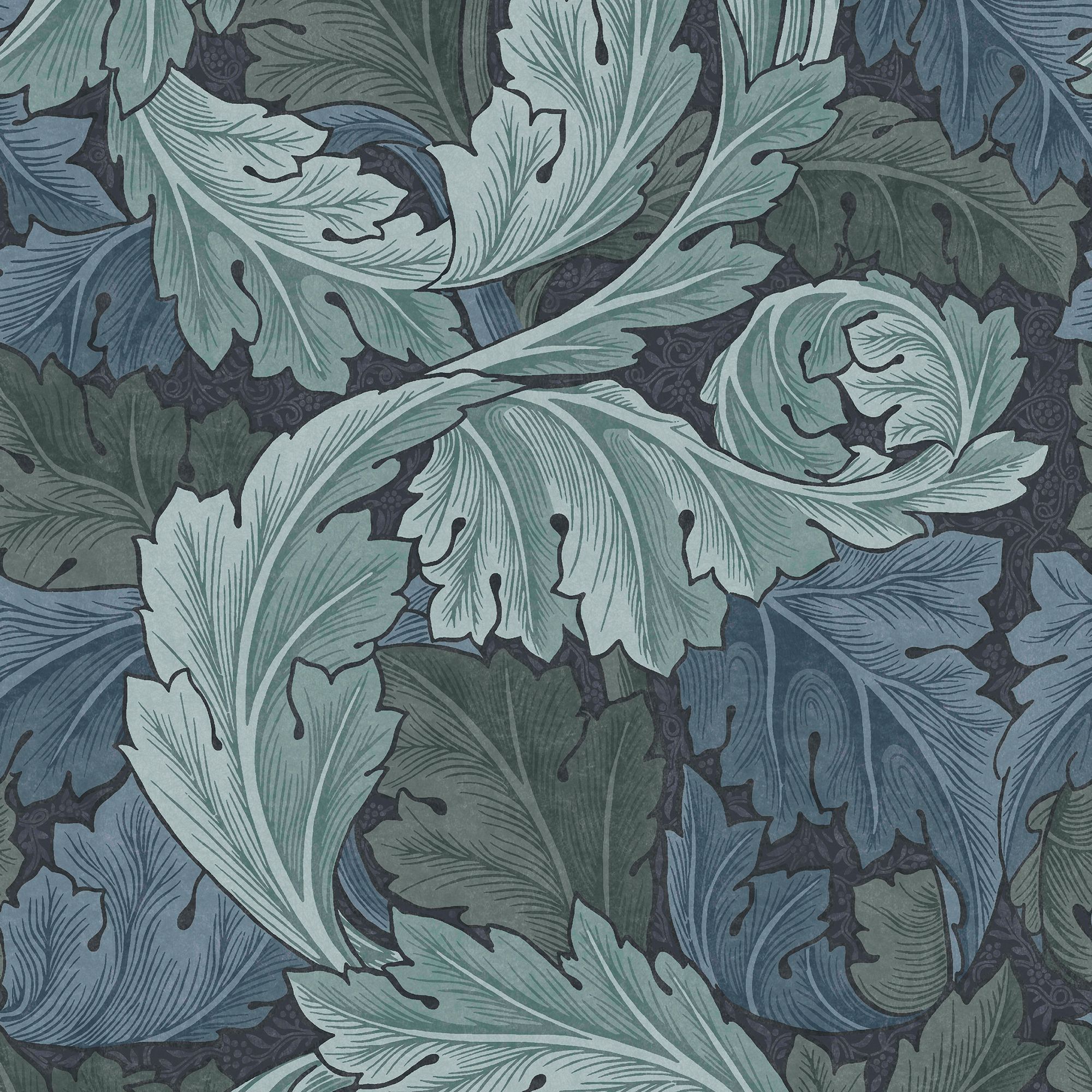 William Morris Gallery Collection Blue Acanthus Smooth Wallpaper