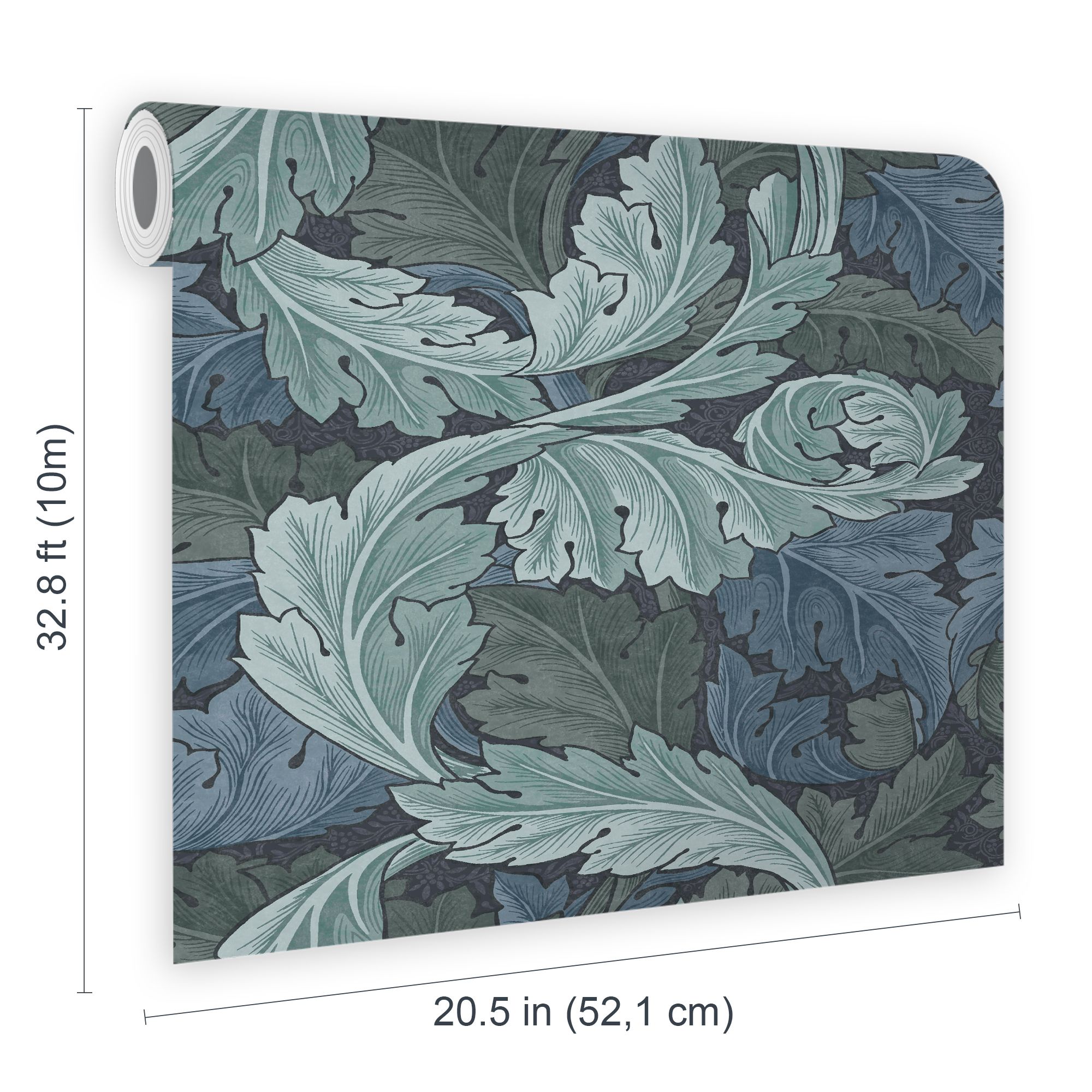 William Morris Gallery Collection Blue Acanthus Smooth Wallpaper