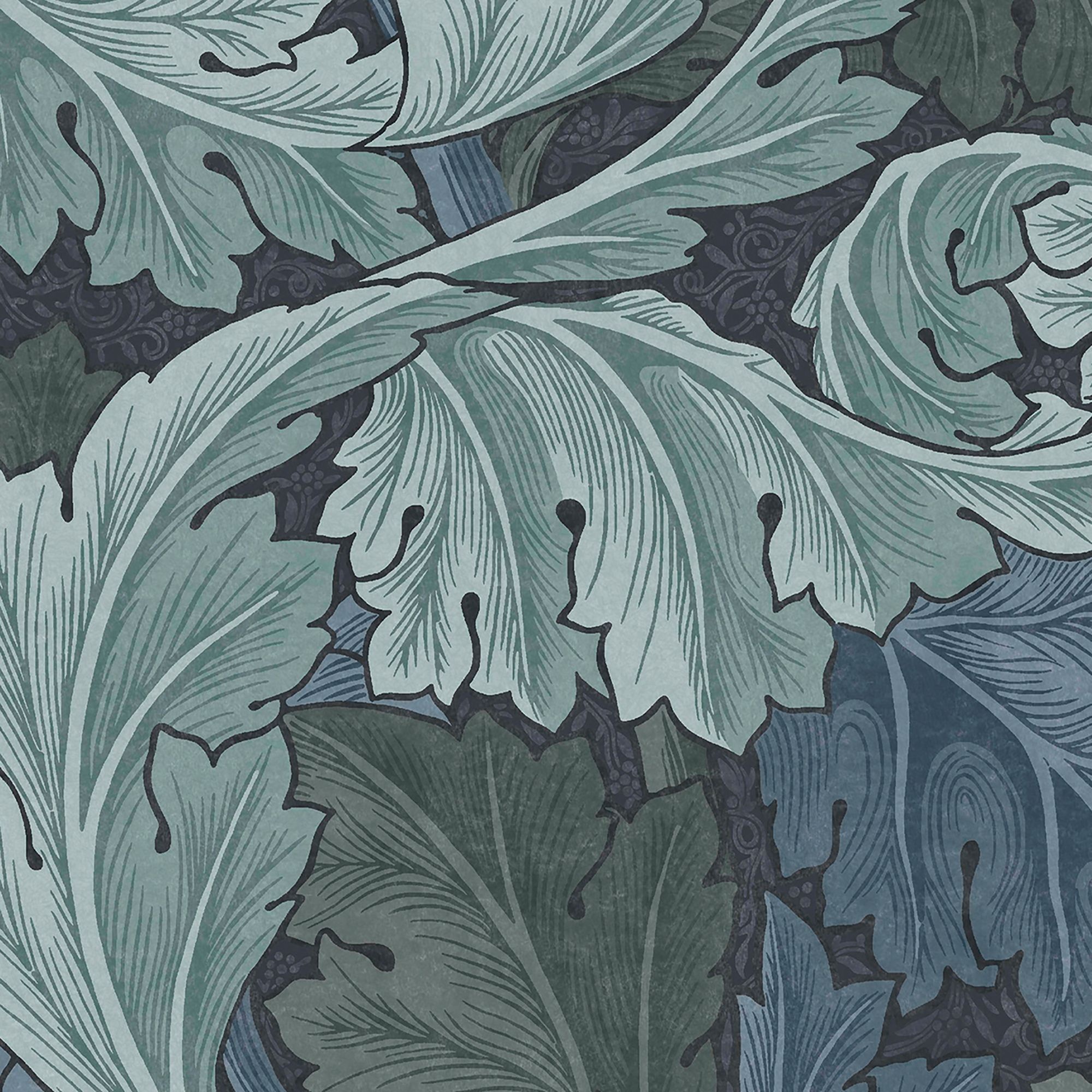 William Morris Gallery Collection Blue Acanthus Smooth Wallpaper